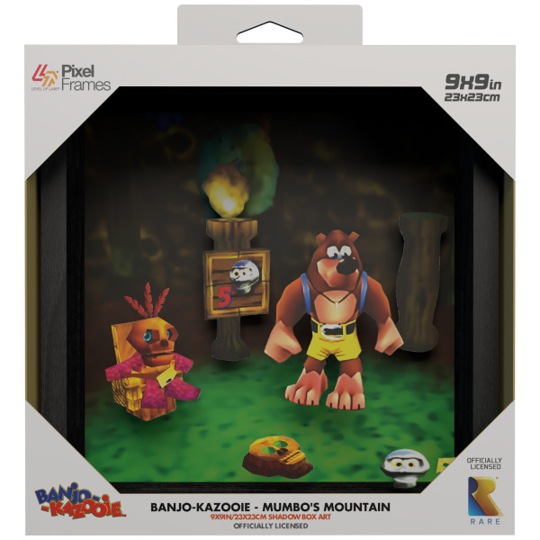 Banjo-Kazooie: Mumbo's Mountain 9"X9" Pixel Frame 3D Pixel Box Art