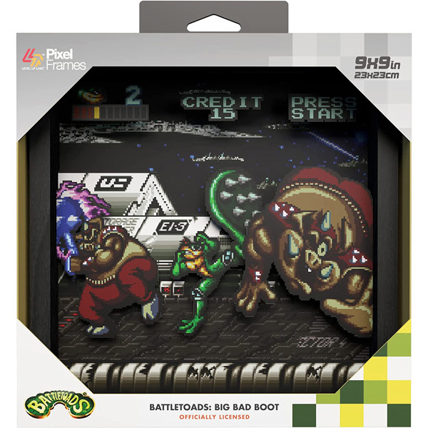 Battletoads Arcade Big Bad Boot 9"X9" Pixel Frame 3D Pixel Box Art