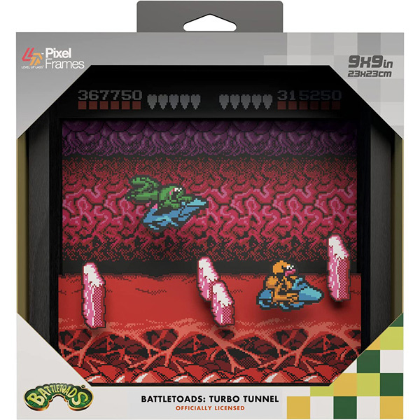Battletoads NES Turbo Tunnel 9"X9" Pixel Frame 3D Pixel Box Art