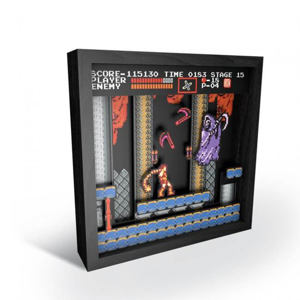 Castlevania NES Grim Reaper 9"X9" Pixel Frame 3D Pixel Box Art