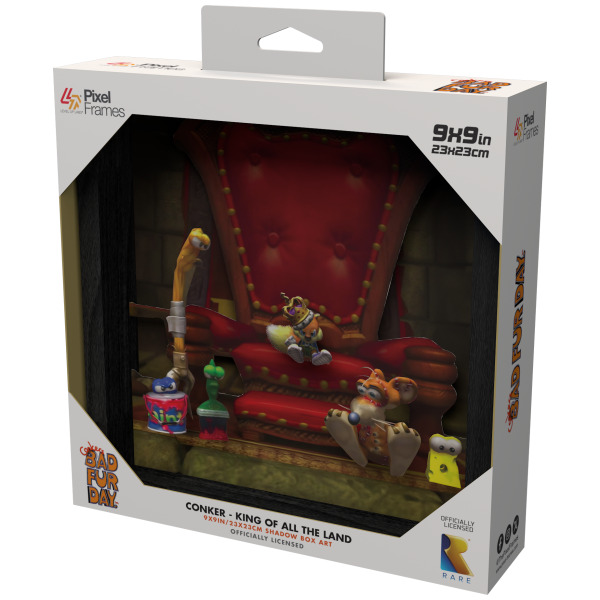 Alternative view of Conker's Bad Fur Day: King of All the Land 9"X9" Pixel Frame 3D Pixel Box Art