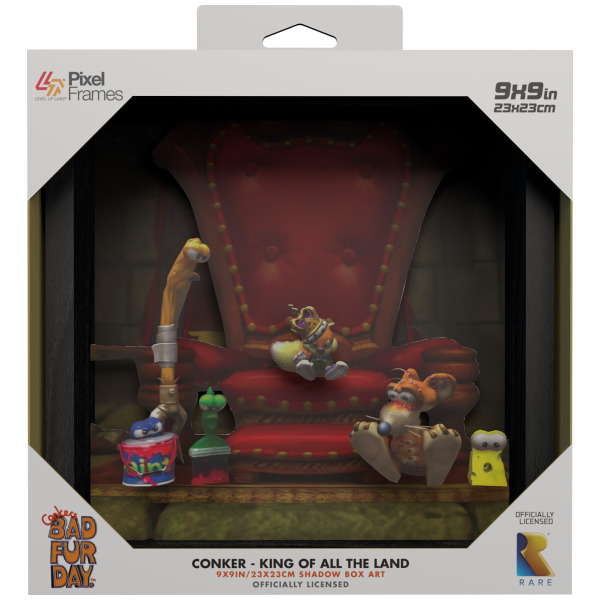 Conker's Bad Fur Day: King of All the Land 9"X9" Pixel Frame 3D Pixel Box Art