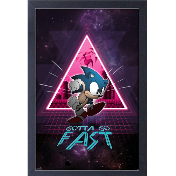 Sonic the Hedgehog Gotta Go Fast Neon 11" X 17" Framed Print [Pyramid America]