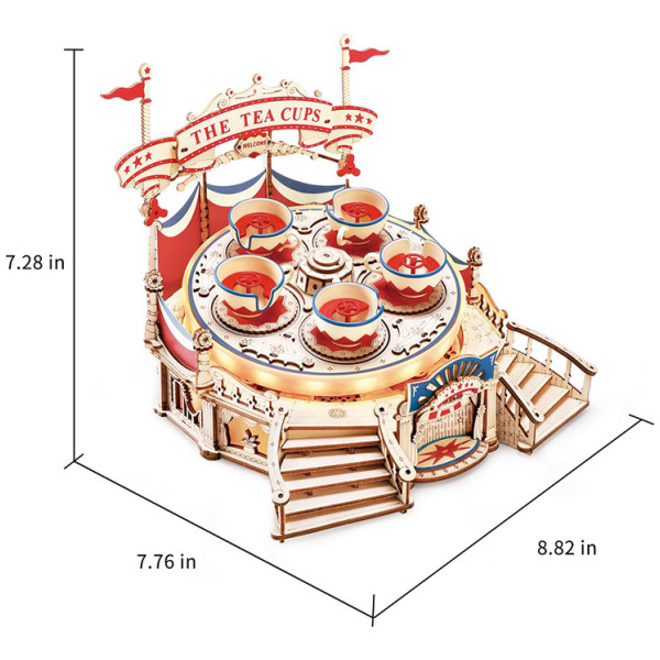 Alternative view of ROKR Amusement Park - Tilt a Whirl Wooden DIY Kit