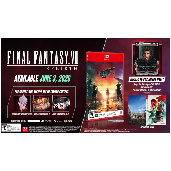 Alternative view of Final Fantasy VII Rebirth (With Exclusive Magic The Gathering FF Promo Card) - Switch 2 PREORDER - ESTIMATED SHIP DATE JUN 3 2026