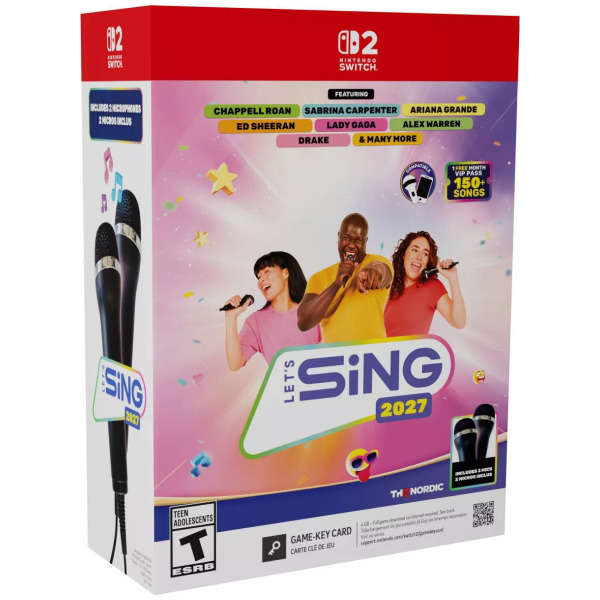 Lets Sing 2027 + 2 Microphones Bundle (Game-Key Card) - Switch 2 PREORDER - ESTIMATED SHIP DATE NOV 3 2026
