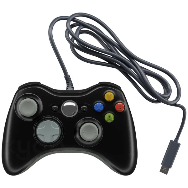 Alternative view of Dark (Black) Wired USB Controller for XB360/PC - CLEARANCE OPEN BOX - READ DESCRIPTION