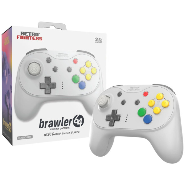 Brawler64 N64 Pro Series Wireless Controller Gray for N64/Switch/Switch 2/PC PREORDER - ESTIMATED SHIP DATE JUN 30 2026