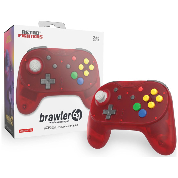 Brawler64 N64 Pro Series Wireless Controller Watermelon Red N64/Switch/SW2/PC PREORDER - ESTIMATED SHIP DATE JUN 30 2026