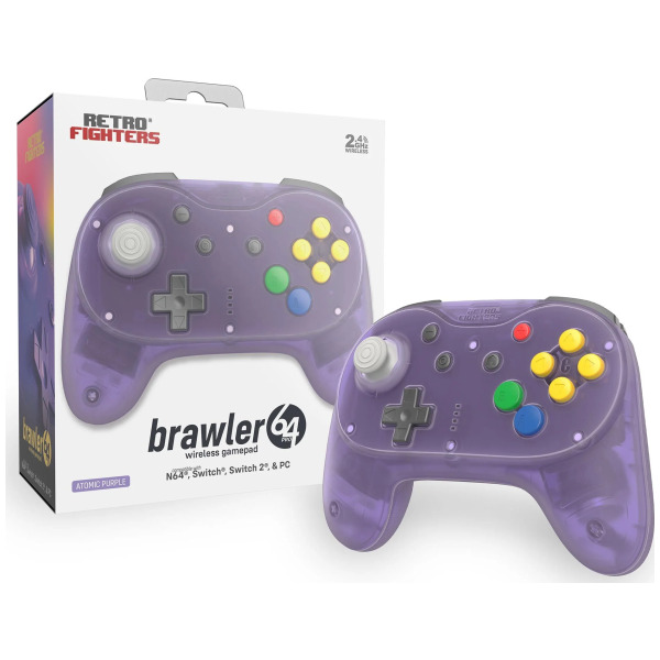 Brawler64 N64 Pro Series Wireless Controller Atomic Purple N64/Switch/Switch2/PC PREORDER - ESTIMATED SHIP DATE JUN 30 2026