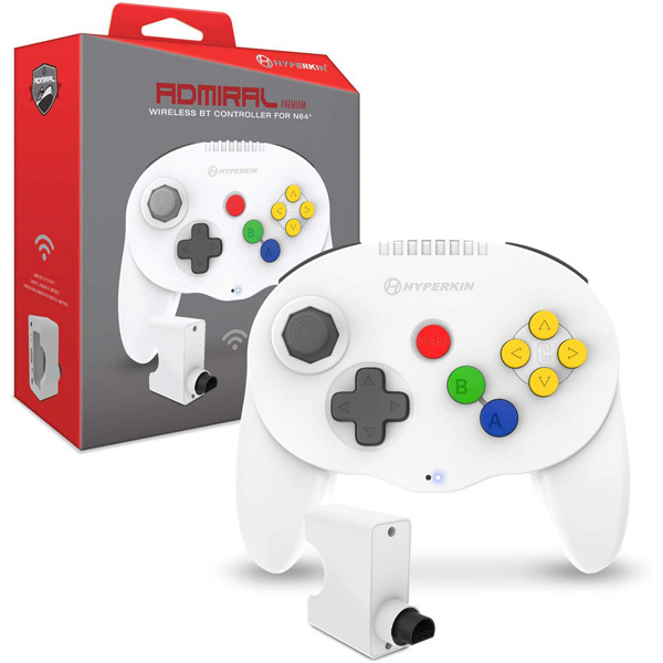 "Admiral" White Premium N64 Wireless Bluetooth Controller [Hyperkin]