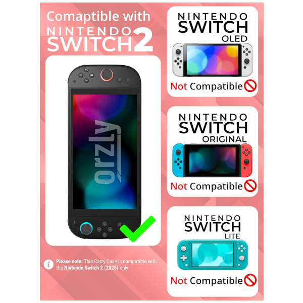 Alternative view of Joycon Red Hard Shell System Carrying Case for Switch 2