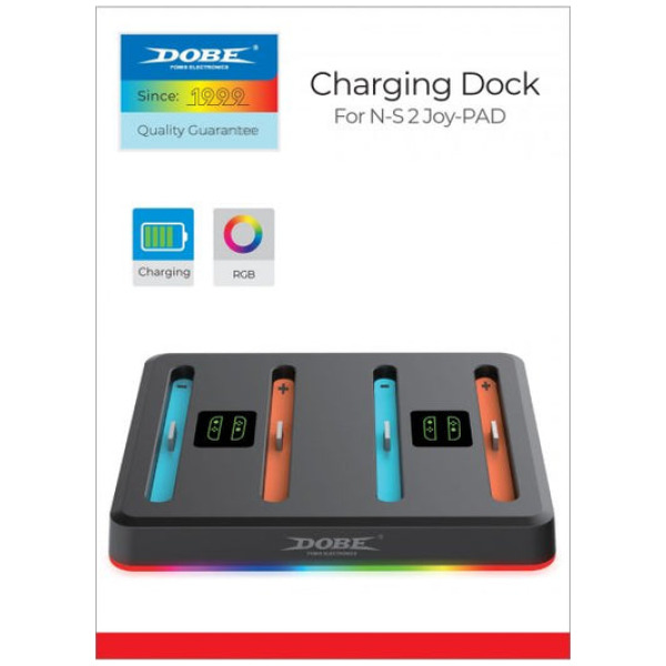 4-Port Flat Charging Dock for Joycon 2 Controllers