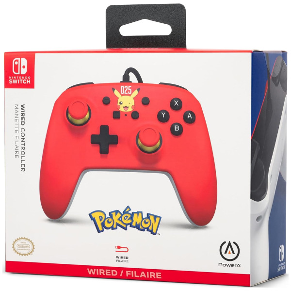 Pokemon Laughing Pikachu Red Wired Controller for Switch
