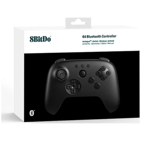 Black 8BitDo 64 Wireless Bluetooth Controller for NSW/PC/Analogue3D/Android