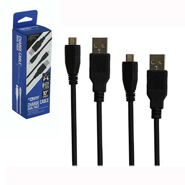 10 Ft USB Controller Charge Cable Twin Pack for P4