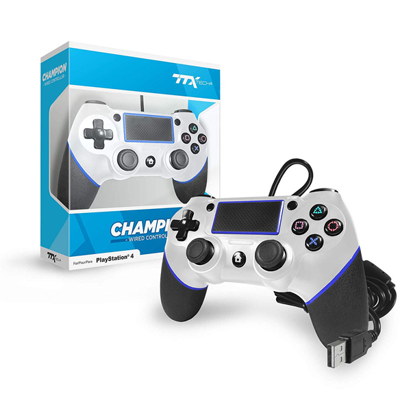 White Champion Wired PS4 Controller [TTX Tech] - CLEARANCE OPEN BOX - READ DESCRIPTION